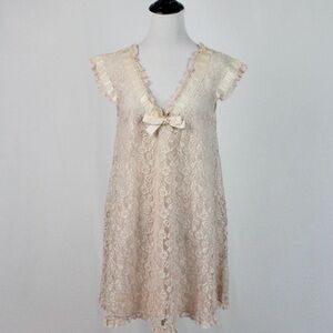 Elegant Cream Lace Nightgown